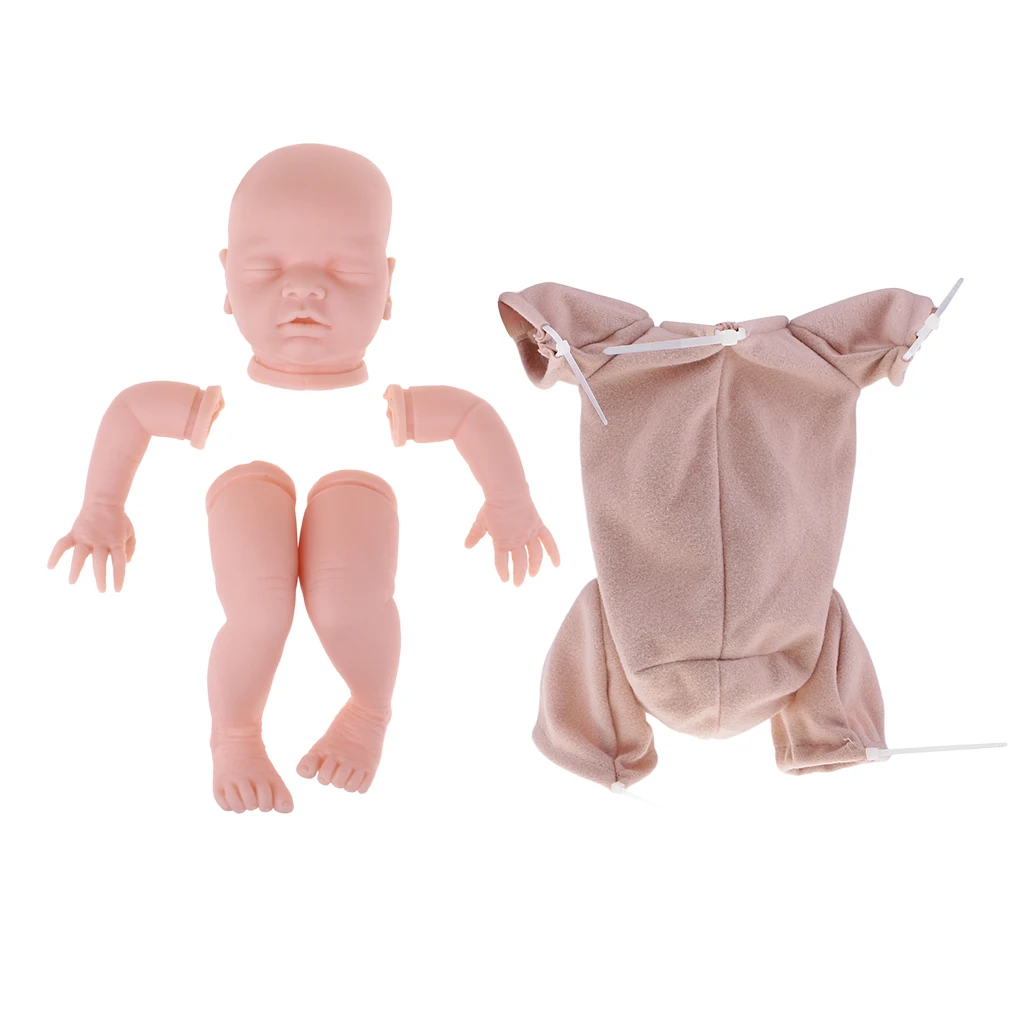 

22 inch Real Touch Soft Silicone Reborn Kits Sleep Baby Doll Blank Head Limb Mold & Cloth Body DIY Making Accessories