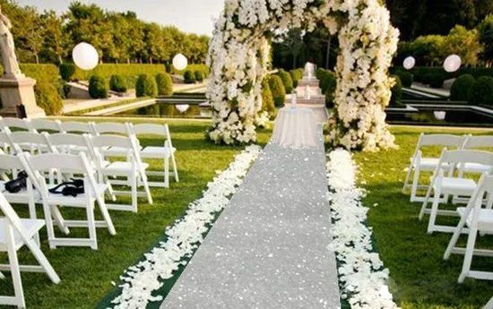 LQIAO блесток проходы пол Бегун-серебро 4FTX15FT Свадебный прохода бегун Серебряный ковер из блесток бегун для свадебного украшения