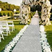 LQIAO блесток проходы пол Бегун-серебро 4FTX15FT Свадебный прохода бегун Серебряный ковер из блесток бегун для свадебного украшения