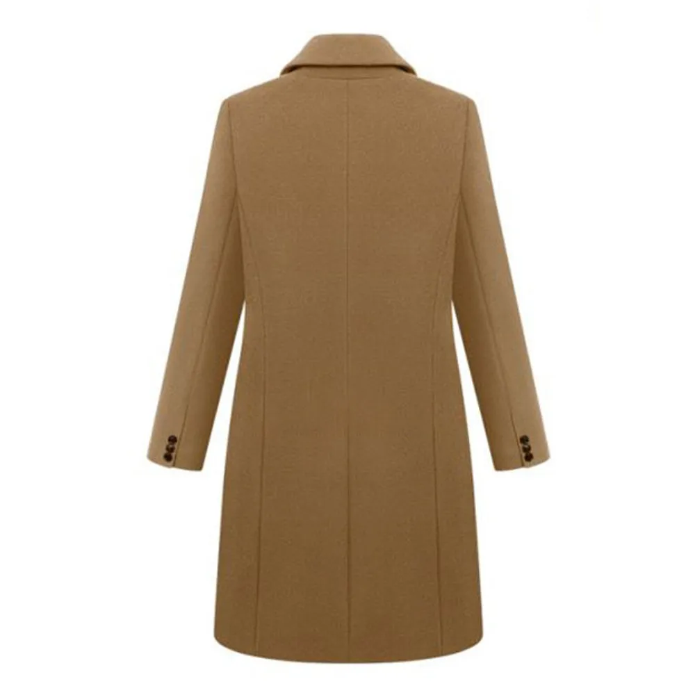 Стильная женская шерстяная смесь, теплое длинное пальто размера плюс, женское приталенное шерстяное пальто с отворотом, осенняя зимняя верхняя одежда 5XL#0708