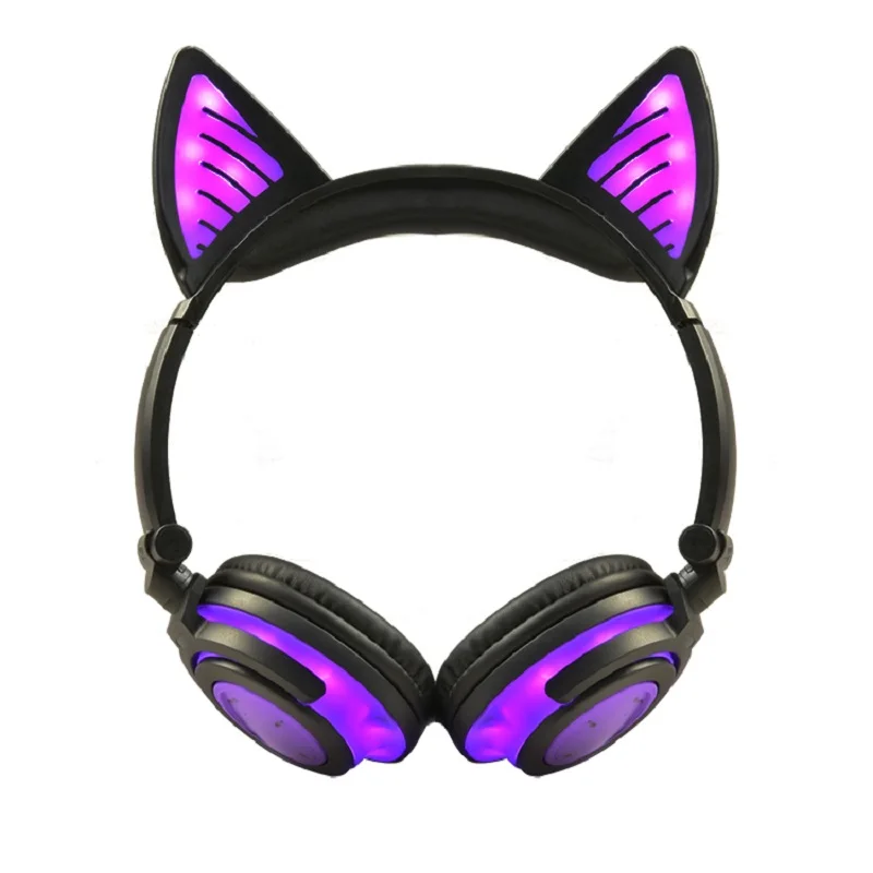 Беспроводные наушники с кошачьими ушками Bluetooth мигающая светящаяся гарнитура со