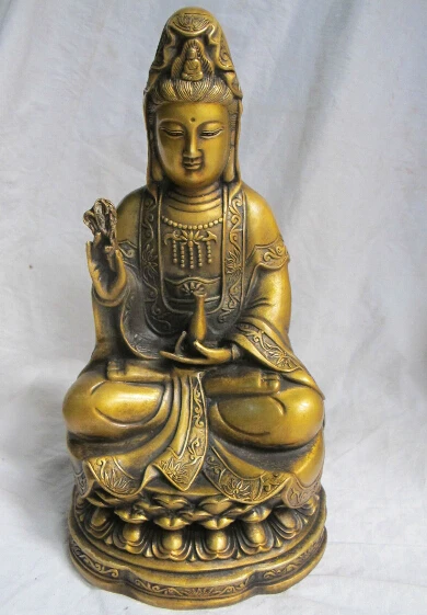 

[old craft ] 12"Tibetan Bronze bodhisattva Beautiful Mother Buddha kwan yin Statue guanyin (A0314)