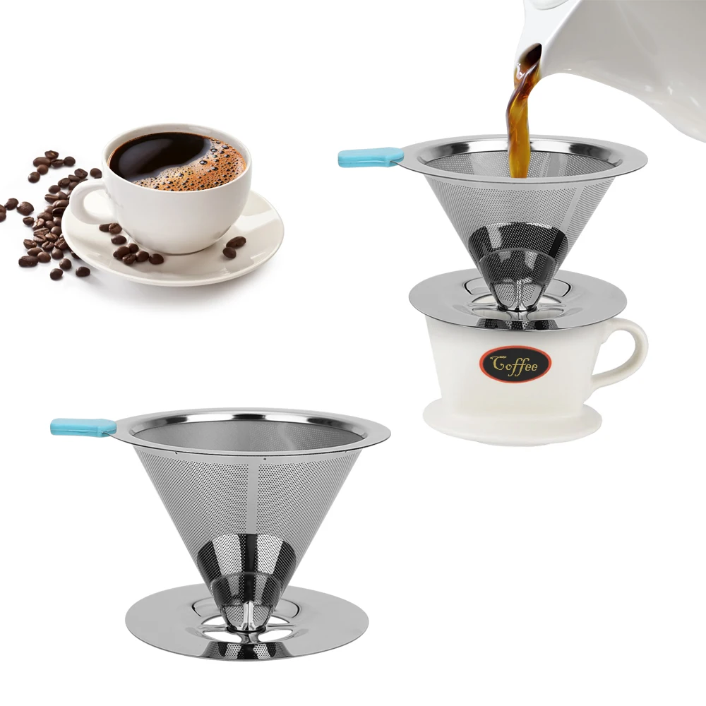 Сетчатый фильтр для кофе, чая, многоразовый фильтр для кофе, кухонный гаджет из нержавеющей стали, капельная Воронка для кофе