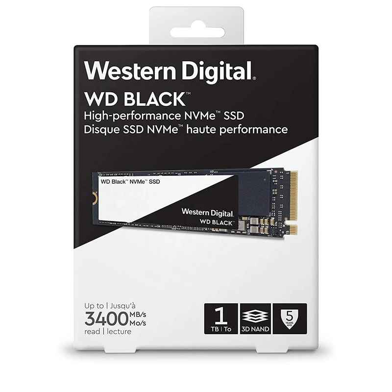 WD SSD черный NVMe 3D NAND 1 ТБ M.2 2280 WDS100T2X0C твердотельный диск 3400 МБ/с. PCIe Gen3 8 ГБ/сек. для ПК ноутбука