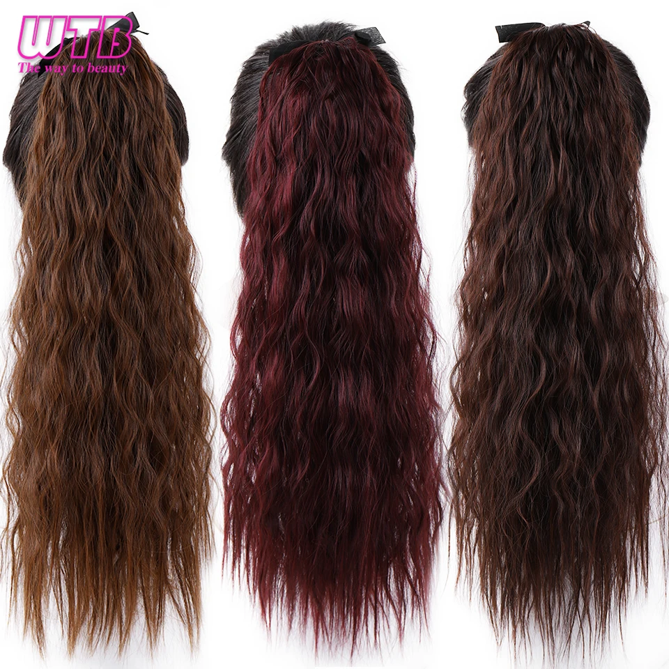 WTB 22 "длинные волнистые хвост шиньон термостойкие синтетические волосы длинные странный вьющиеся хвост клип поддельные волосы