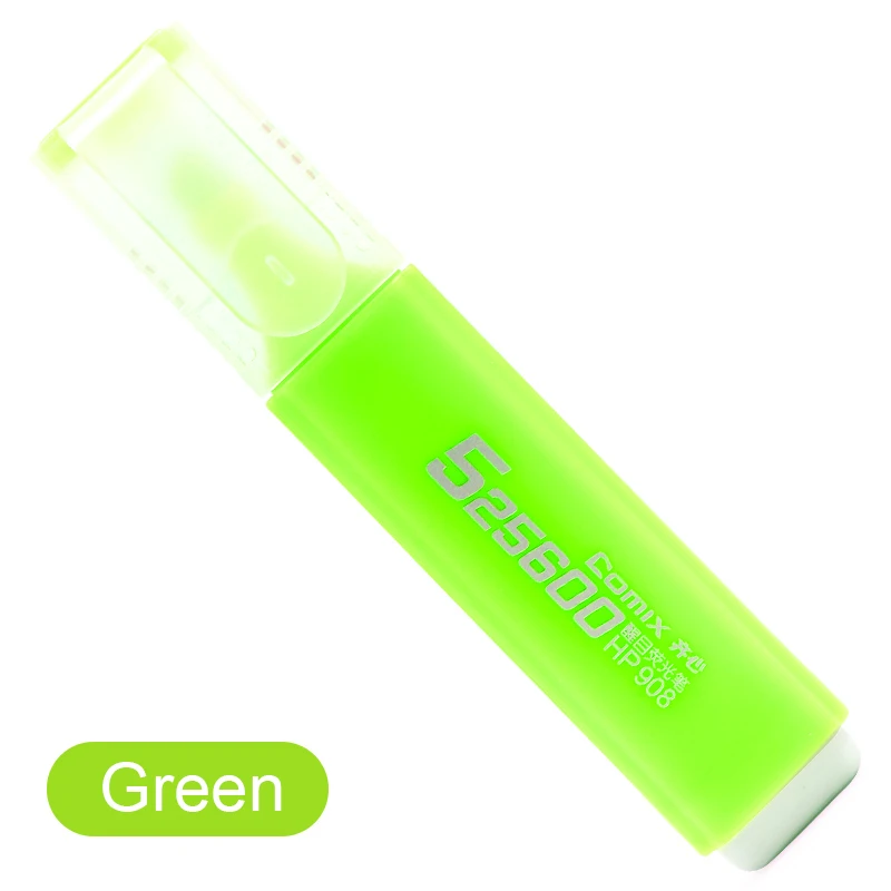 Comix High-capacity Highlighter Pen Marker Pens Cute Kawaii Stationery Material Papelaria Writing student Office School Supplies - Цвет: green