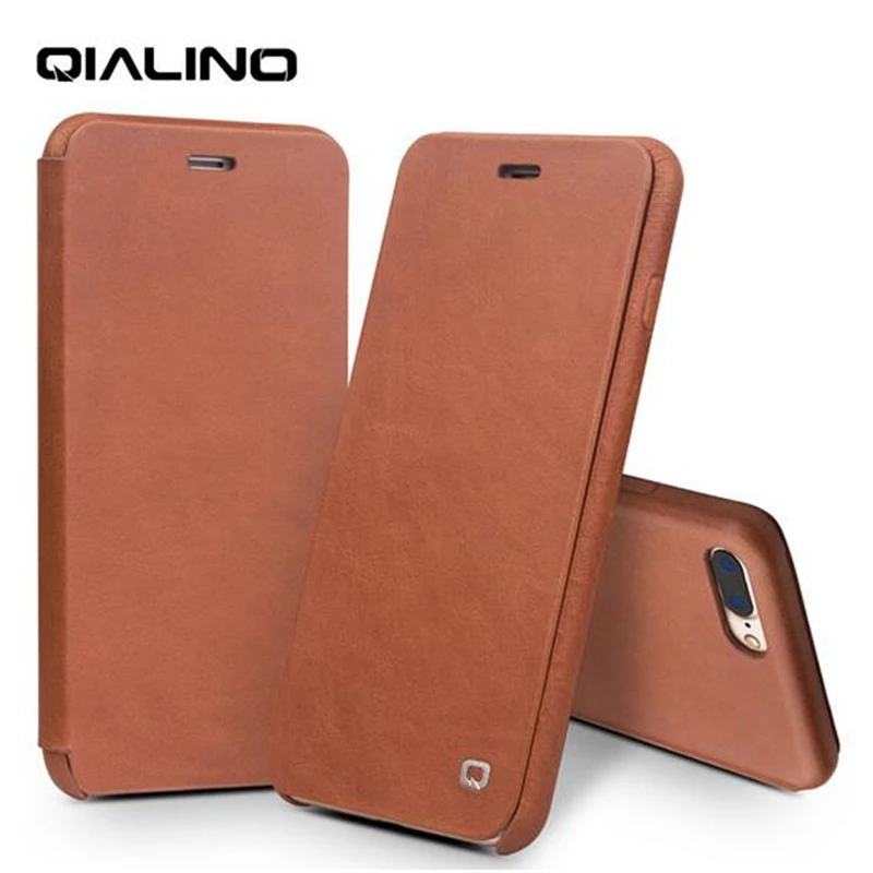 Чехол QIALINO из натуральной кожи для iPhone7 7 plus Магнитный флип чехол открывающийся