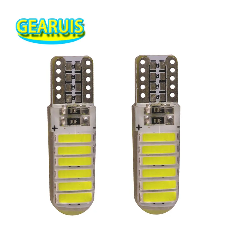 

10pcs/lot T10 12 SMD 7020 LED Silicone 34*12mm 1.2W 7014 194 W5W Car Side Wedge Light Lamp Bulb Cold White 6500K Car styling 12V