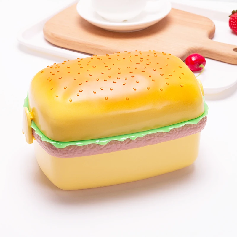 

700ML Creative Hamburger Shape Lunch Boxs Tableware Food Container Bento PP Lunchbox For Children Friend