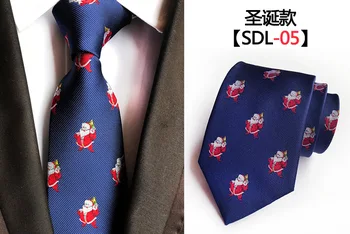 

New Cartoon Santa Claus Printed Tie Navy Blue Graphic Ties for Men Jacquard Woven Silk Necktie Suit for Formal Party Wedding