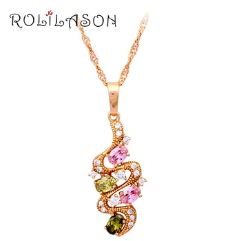 

Glittering design in our store Wholesale yellow gold tone Zircon color Crystal Necklace & Pendant fashion jewelry LN097