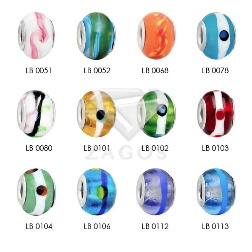5pcs Murano Glass Round Beads Lampwork For European Bracelet Chain LB0106