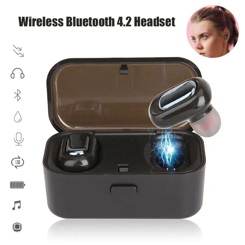 

Wireless Bluetooth Earphone V4.2 For Samsung S7 S8 S8 Iphone XS Max 8 7 Sports Waterproof Microphone Headset With Charging Box
