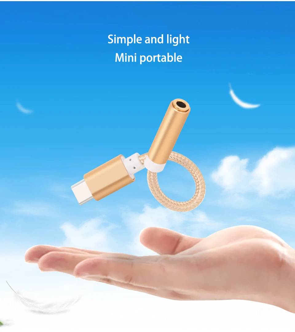 AUX Audio Cable USB Type C to 3.5 Earphone Adapter Type-C to 3.5mm Headphone Converter for xiaomi 6 Letv 2 2pro max2 Pro 3 (5)