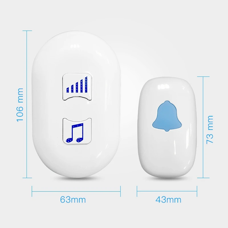 Беспроводной дверной звонок 85-240 В водонепроницаемый регулируемый Volun 200 м Диапазон дверной звонок низкая цена домашняя сигнализация 38 музыкальное дверное кольцо простая установка