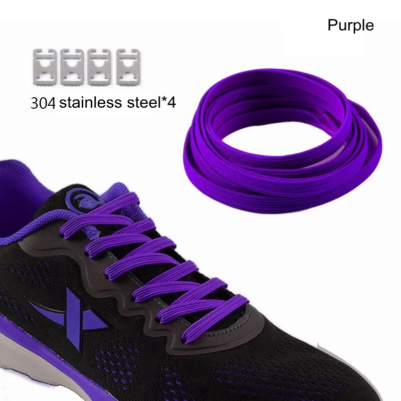 1 пара, 100 см, шнурки для ленивых, эластичная резиновая обувь, кружевные кроссовки для детей, безопасные эластичные шнурки, 16 цветов - Цвет: Purple