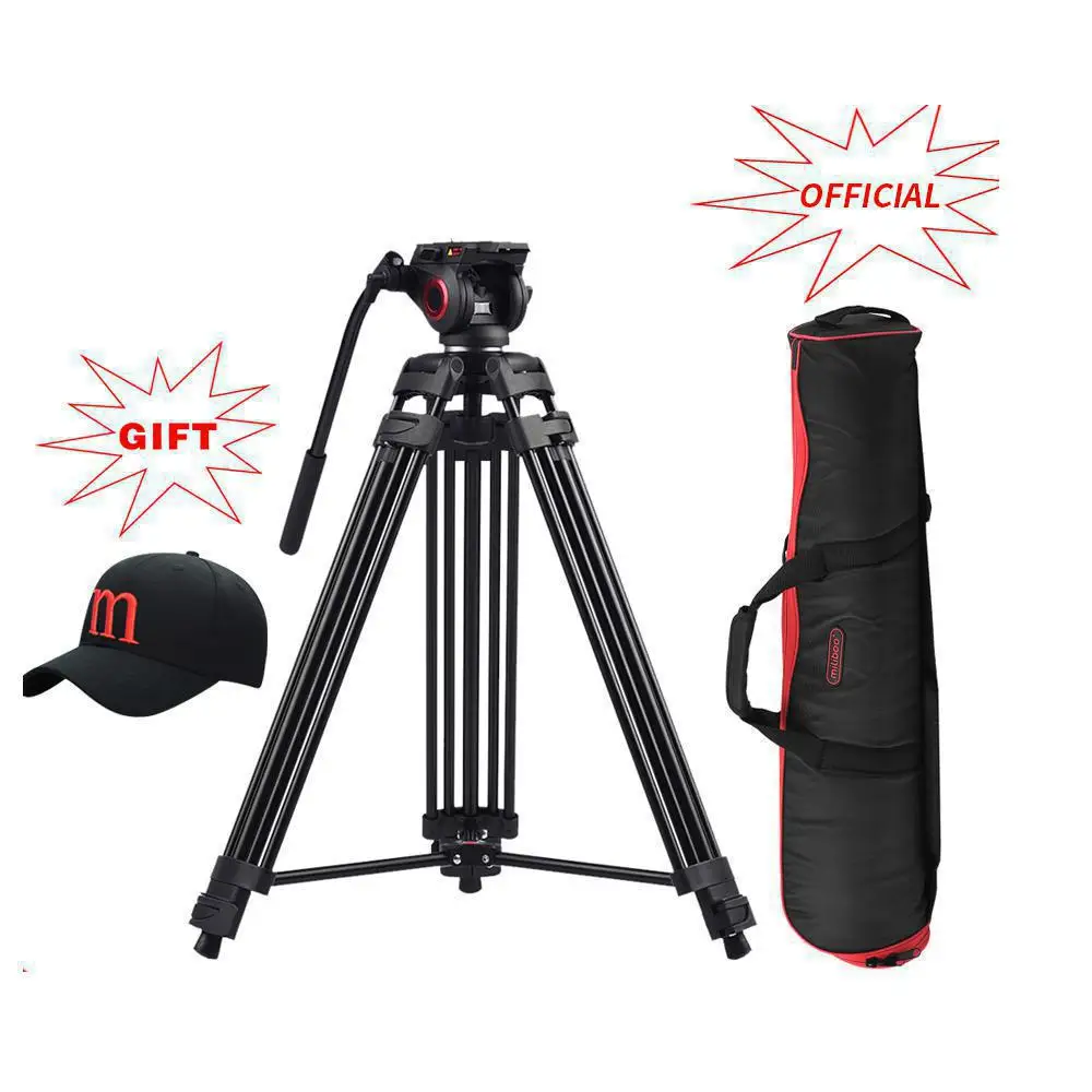 MTT601A Aluminum Heavy Duty Fluid Head Camera Tripod for Camcorder/DSLR