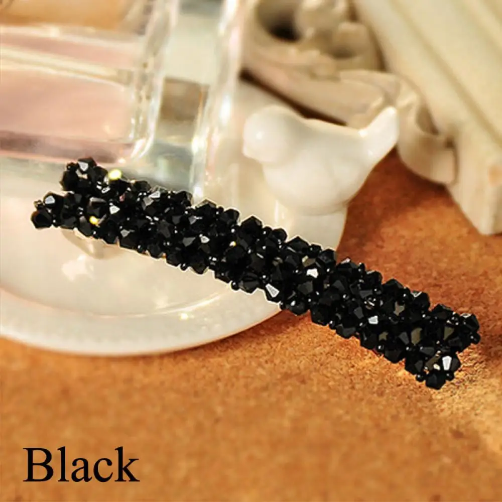 black 1 шт. модные хрустальные стразы заколки для волос в Корейском стиле модные заколки для волос для девочек металлические заколки аксессуары для укладки волос - Цвет: black