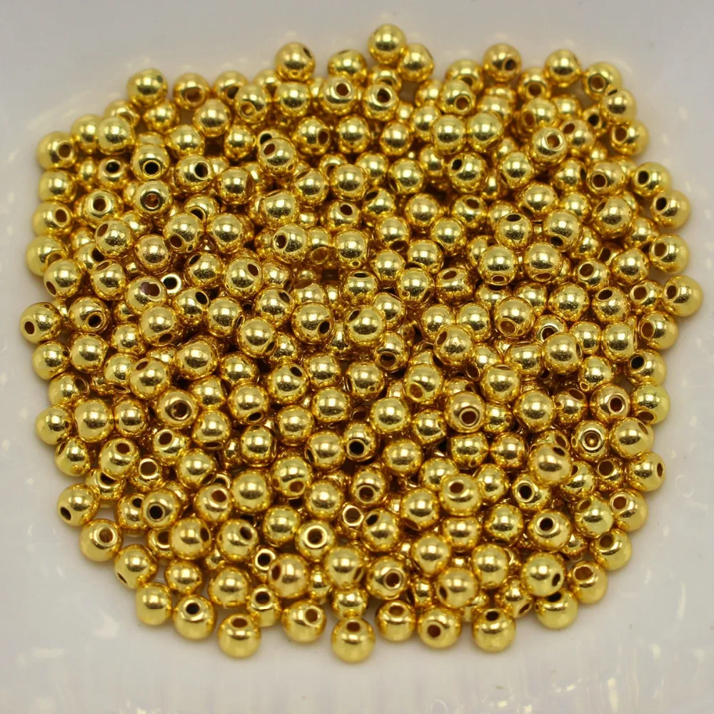 

1000 Gold Tone Metallic Acrylic Round Spacer Beads 4mm Smooth Ball Beads