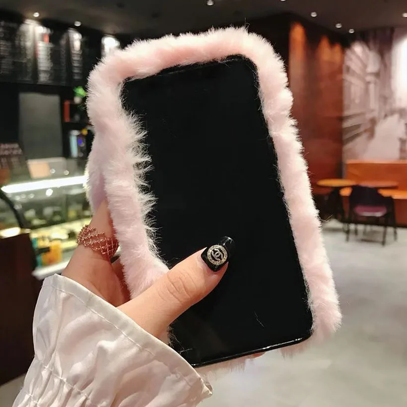 Cute Bunny Fur Case for Huawei P30 Pro P20 Lite P10 Plus P8 Lite P9 Mini P Smart Plus Z Rabbit Case Back Cover Fundas