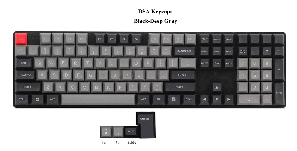 Black-Deep Gray 112 Keys PBT DSA Keycaps ANSI ISO Layout Top Laser-etched and Blank for Cherry MX Switches Mechanical Keyboard