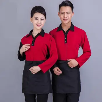 

Beauty Hotel Uniform Thousands Of Autumn And Winter Long Fast Restaurant Waitress Overalls Uniform Hot Pot Shop J244