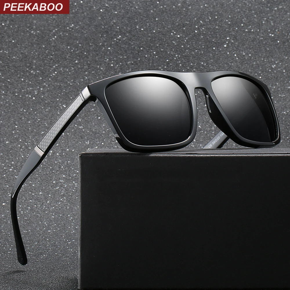 

Peekaboo TR90 sunglasses men polarized uv400 high quality matte black square sun glasses for men 2019 TAC ultralight