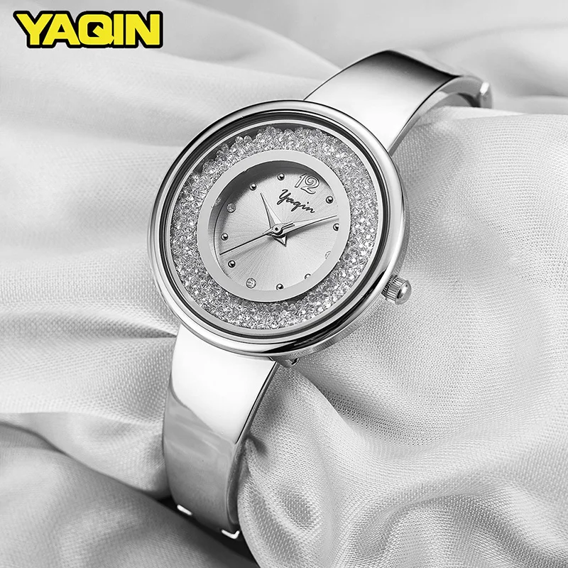 

Gold and silver new fashion luxury brand women watch alloy steel strip waterproof business casual diamond lady quartz watch