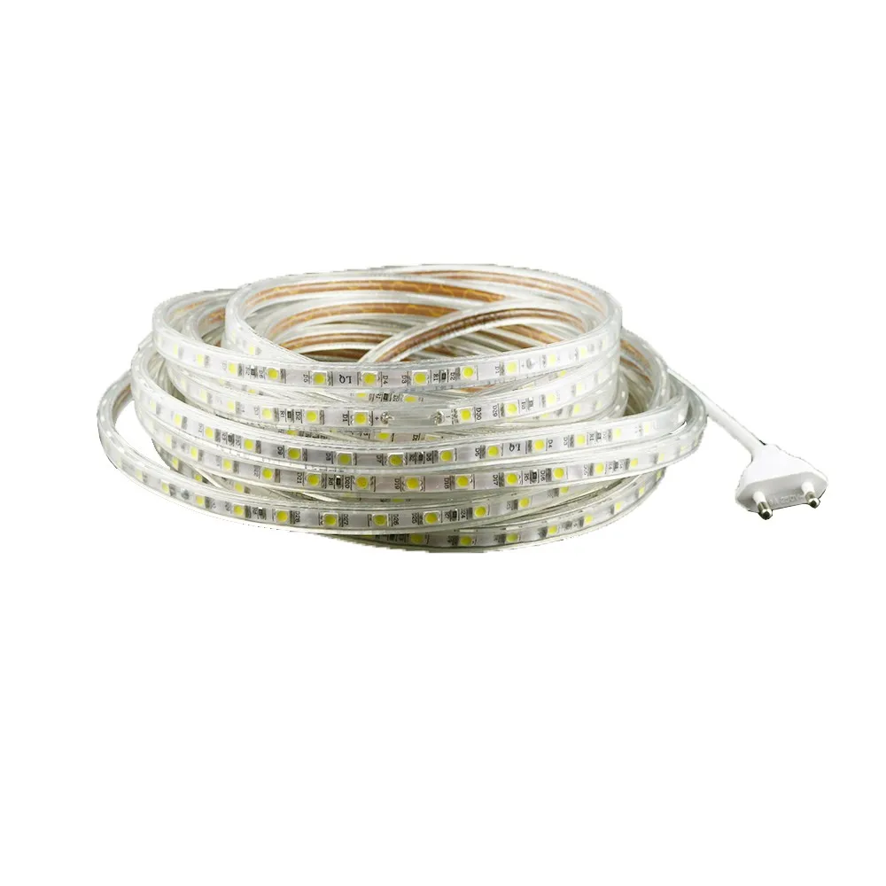 1-25 м 220 В 5050 LED подсветкой с ЕС Plug 60leds/метр водонепроницаемый Детские площадки hotel домашние открытый декор использовать ур