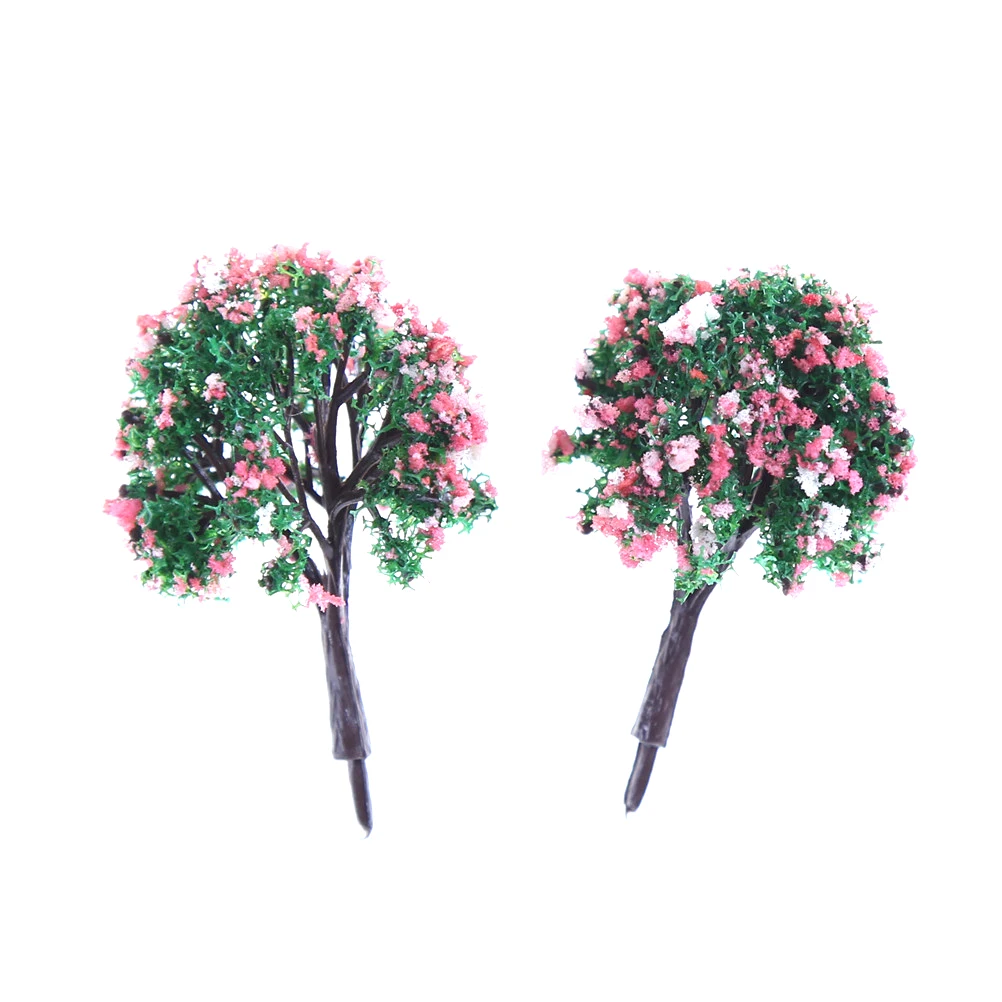 

10PCS Model Plastic Trees Model Train Railroad Trunks Scenery Landscape Architectural Pink Flower Layout Garden Scene Wargame