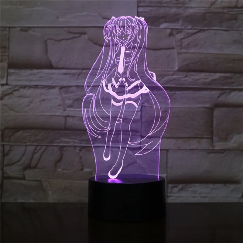 Мультфильм Хацунэ Мику Рисунок USB 3D лампа изменение цвета дети девушки прикроватные настольные светильники декоры