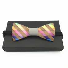 Рождественские подарки модные свадебные с радужным бантом галстук с принтом Радуга деревянный лук Галстуки для Для мужчин бабочка галстук Gravata