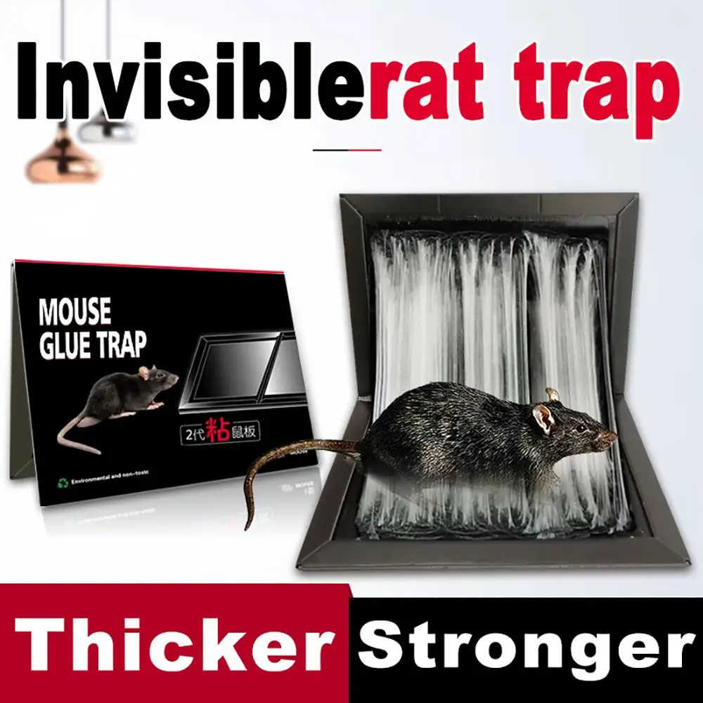 

NEW Invisible Sticky Mouse Glue Board Killer Rat Glue Trap Peanut Smell Black Mousetrap