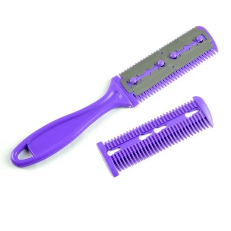 

Purple Double-sided Cutting Knuckle Comb with Stainless Steel Double-sided Blade Hair Styling Comb