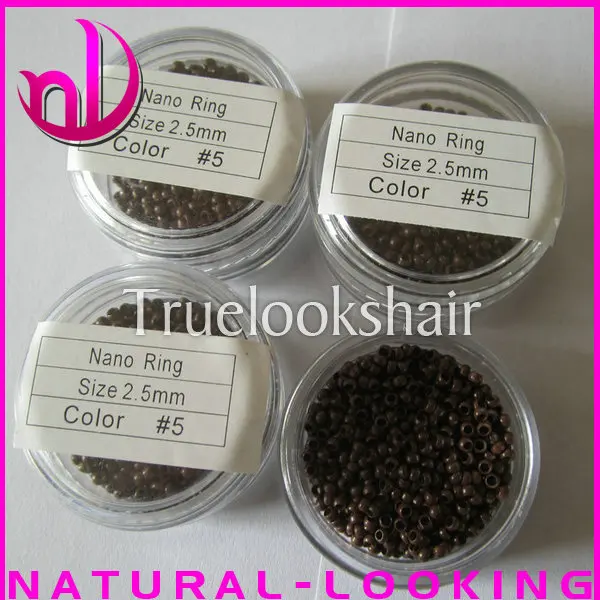 Free shipping 1000pcs/bottle color#5 2.5mm Nano rings/ beads/tips the smallest micro rings in world used for nano ring hair | Шиньоны и