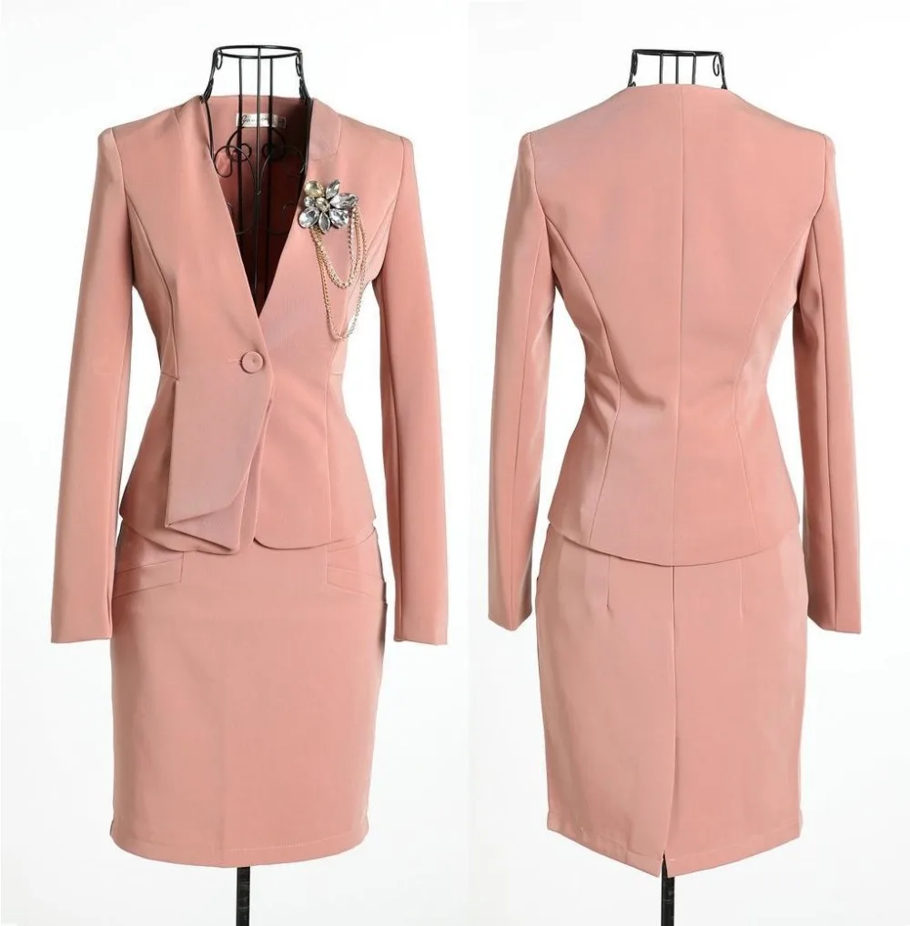 New 2015 Spring Formal Skirt Sets Women Business Suits with Skirt and Top Fashion Ladies Work