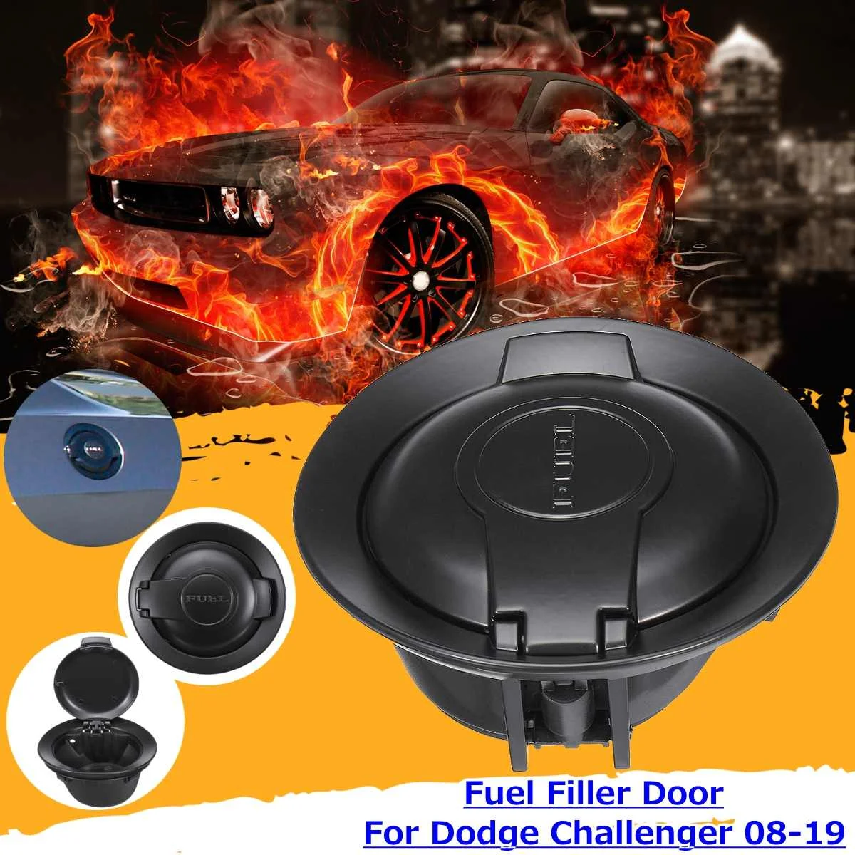 

68250120AA Tank Covers Fuel Filler Door Oil Cap Matte Black For Dodge Challenger 2008-2019