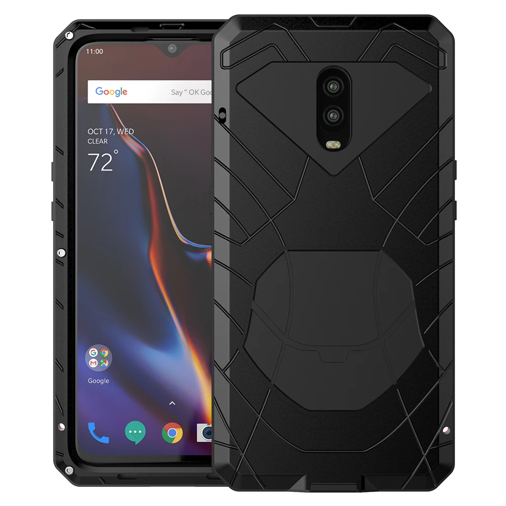 Price For Oneplus 6 6T Phone Case Hard Aluminum Metal Tempered Glass Screen Protector OnePlus 7 7Pro Cover Heavy Duty Protection