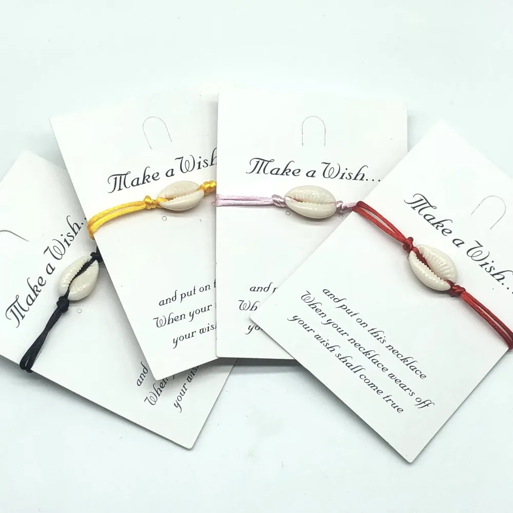 

new bracelets Lovers Nature Shell Charm Bracelet Kraft Paper Wish Card Gift Handmade Red String Bracelets for Women Men Jewelry