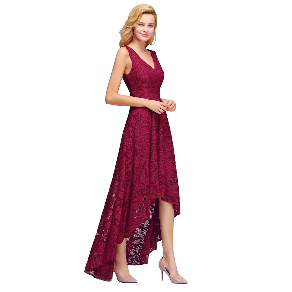 Сексуальное бордовое кружевное короткое вечернее платье с v-образным вырезом без рукавов вечернее платье 5 стилей