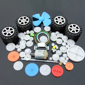 

66pcs Mixed Plastic Gear Gearbox DIY Four Wheel Driver Toy Car Spart Part Robot Auto Plane 130 Motor Model Craft Child Gift