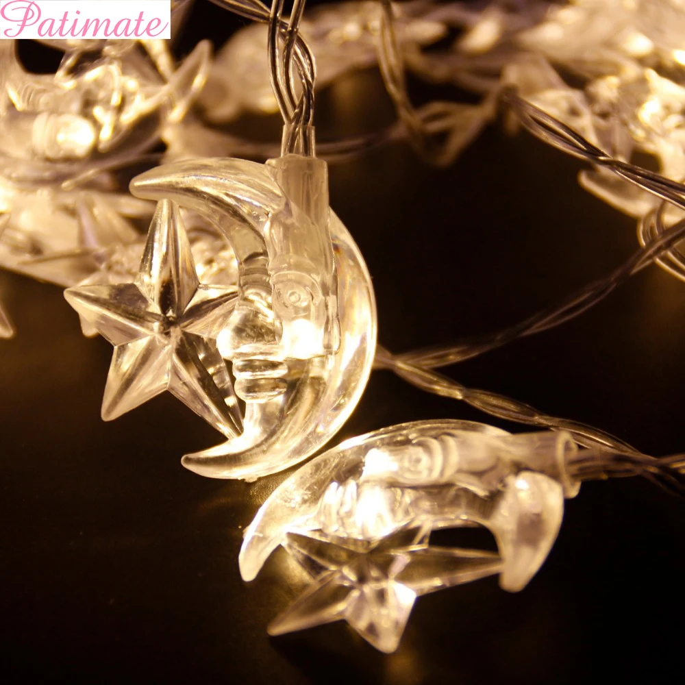 

PATIMATE EID MUBARAK Stars Moon String LED Lights Decor For Home Ramadan EID Decorations Islamic Muslim Party Supplies