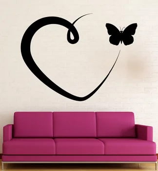 

Wall Sticker Vinyl Decal Romantic Love Heart Butterfly Cool Room Decor