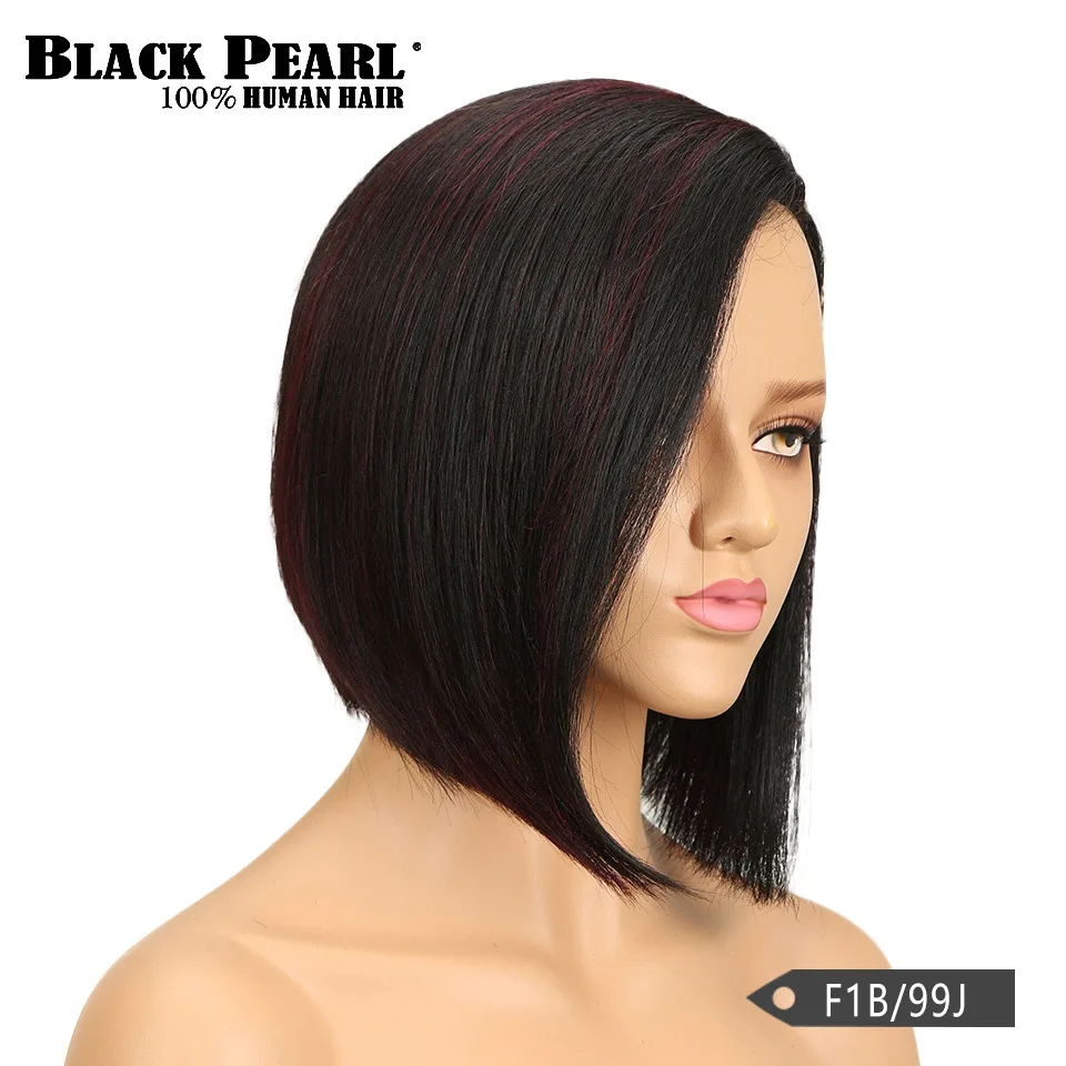 Черный жемчуг Омбре короткий парик-Боб Remy бразильские прямые волосы 150% плотность Омбре цвет человеческих волос парики для женщин - Цвет волос: F1B99J