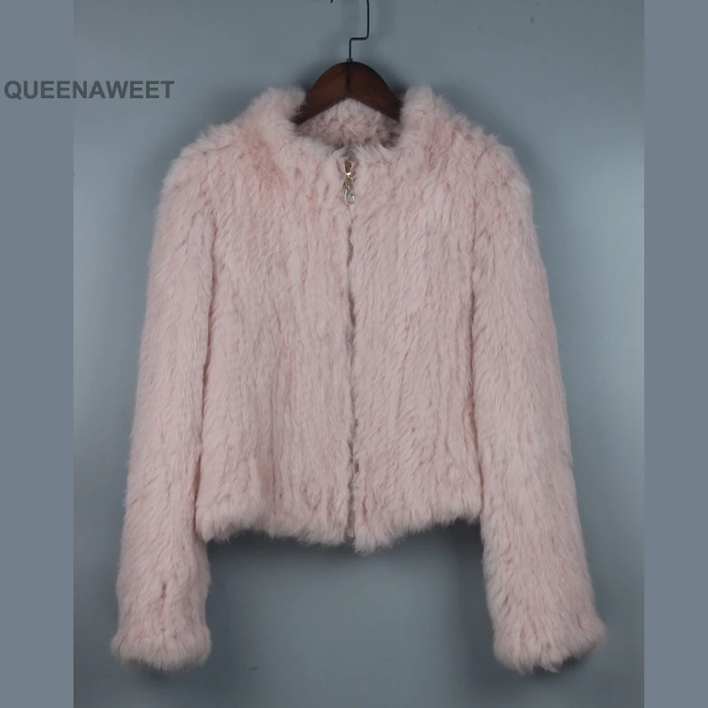 

New Thick Knitted Real 100% Genuine Rabbit Fur Coat Women's Winter Fashion Style Ladies Jackets