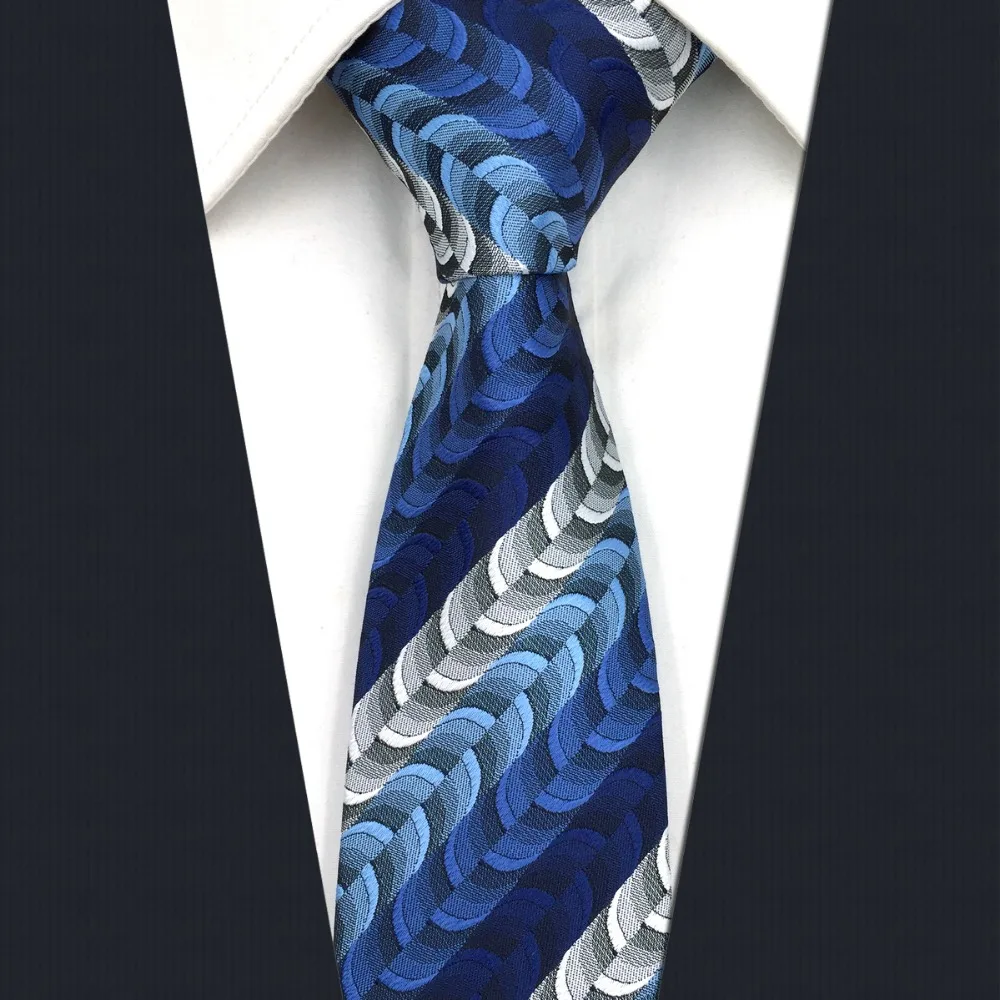 D23 Blue Ripple Men Skinny Ties Silk Slim Neckties for Men 6cmin Men's Ties & Handkerchiefs