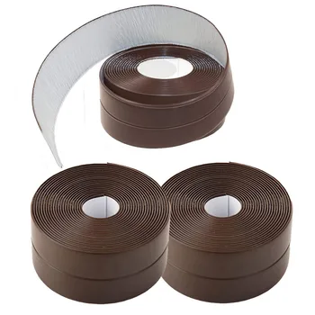 

3 Pack Caulk Strip PE Self Adhesive Tape for Bathtub Bathroom Shower Toilet Kitchen and Wall Sealing 1-1/2" x 11'- Brown