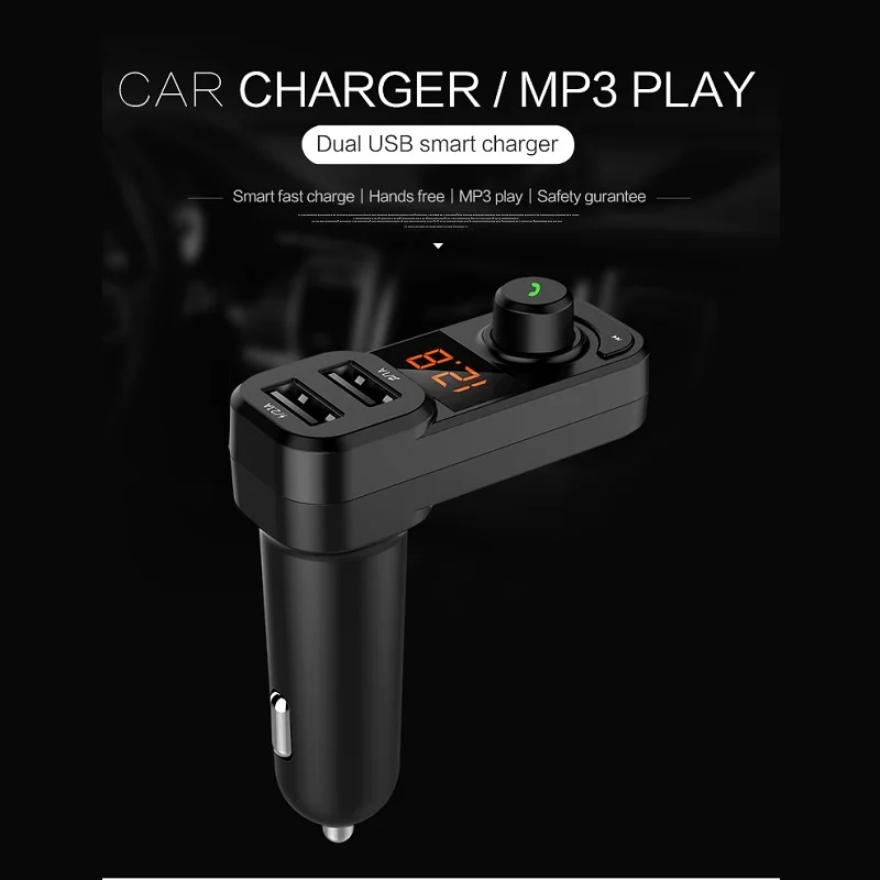 

Car Bluetooth Car Kit Handsfree Phone Wireless Dual USB Charger for iphone FM Transmitter modulator Audio Music Mp3 Player 5