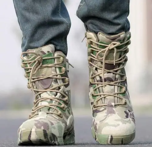 

Mens Outdoor Cago Desert Climbing Hiking Camouflage Tactical Military Boots Shoes Plus Size New