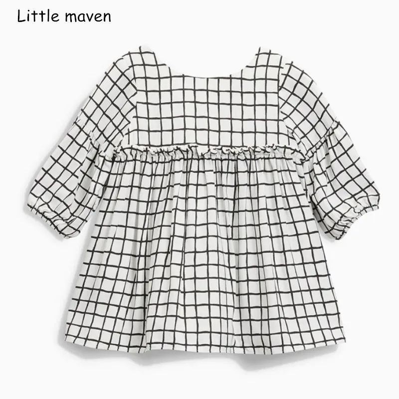 Little maven/Брендовая детская одежда г., Новое поступление осенней одежды для маленьких девочек хлопковые клетчатые платья для девочек S0389